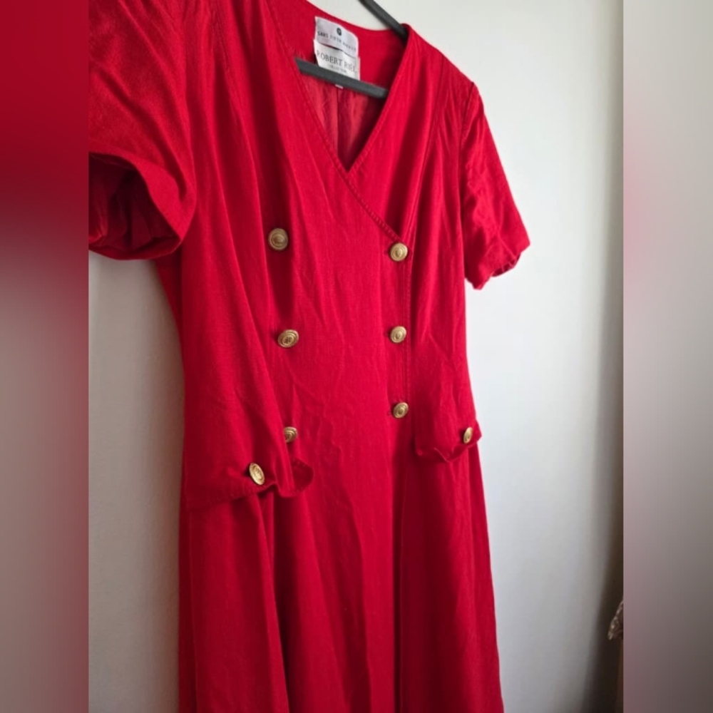 Vintage 80s Robert Riel Saks 5th Ave Lipstick Red Dress/Duster